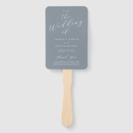 Abanico Dusty Blue Gray Modern Calligraphy Wedding Program