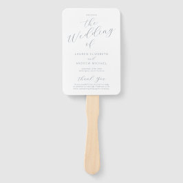 Abanico Dusty Blue Gray Modern Calligraphy Wedding Program