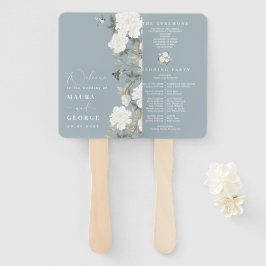 Abanico Dusty Blue Ivory Chinoiserie Wedding Program