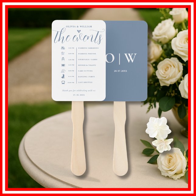 Abanico Dusty Blue Order of Events Wedding Program Hand Fa (Subido por el creador)