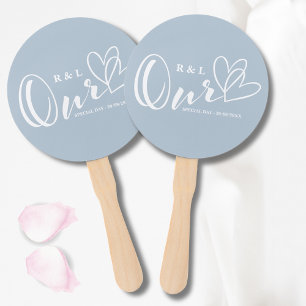 Abanico Dusty Blue Our Hearts Boda / Aniversario