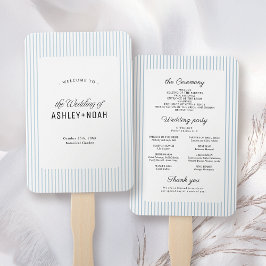 Abanico Dusty Blue Striped Elegance Classy Wedding Program