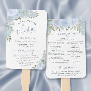 Abanico Dusty Blue Watercolor Floral Boho Wedding Program