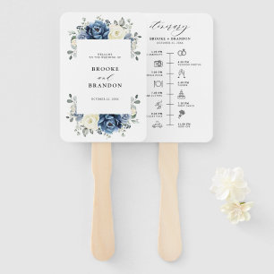 Abanico Dusty Marina Azul Champagne boda de Marfil Cronolo