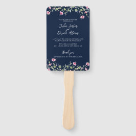 Abanico Dusty Navy Blue Pink Hibiscus Bloom Shower