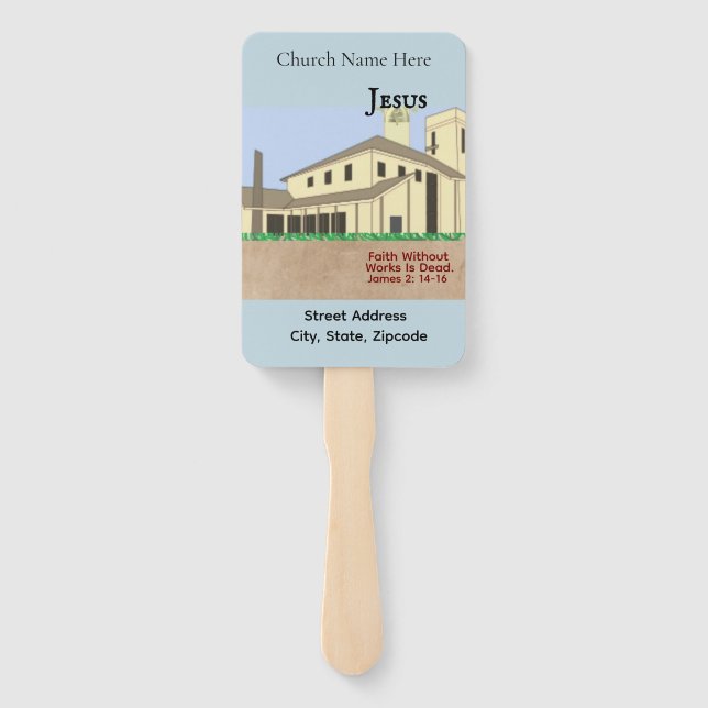 Abanico Edificio de la Iglesia Cristiana & Iglesia de las  (Reverso)
