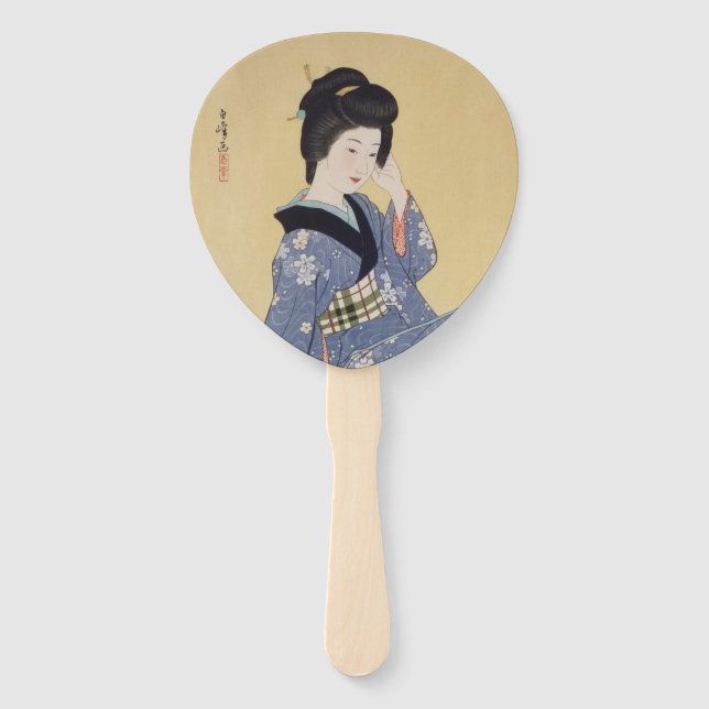 Abanico El joven Chica de Hirano Hakuho (Anverso)