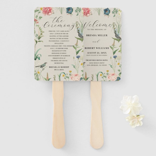 Abanico El marco del Boda Secret Garden Wildflowers 2 (Anverso y reverso)