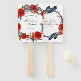 Abanico El moderno boho de la adormidera roja Feathers Bod