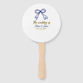 Abanico El nombre de la pareja boda de oro azul marino