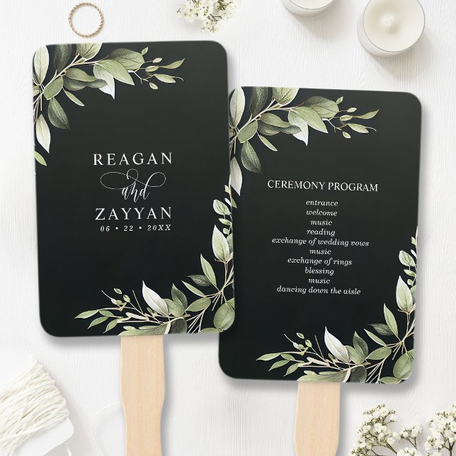 Abanico El programa de bodas "Dark Green Modern Greenery"  (Subido por el creador)