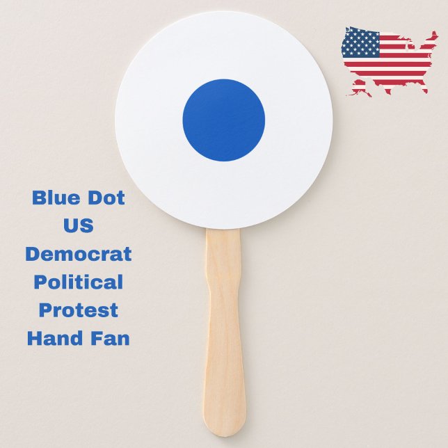Abanico El Punto Azul Demócrata Estadounidense apoya la pr (Resist with these Blue Dot US Democrat political protest hand fans.)