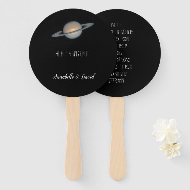 Abanico Él puso un anillo en su saturación en el espacio (Anverso y reverso)