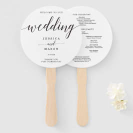 Abanico Elegancia mínima Boda simple negro y blanco