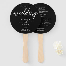 Abanico Elegancia mínima Boda simple negro y blanco Ha
