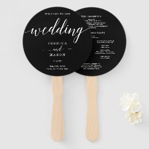 Abanico Elegancia mínima Boda simple negro y blanco Ha