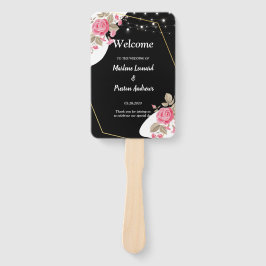 Abanico Elegancia Moderna Programa de Boda de Floral Rosa