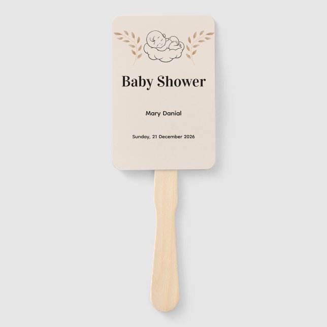 Abanico Elegant Baby Shower Invitation Modern Boho style (Anverso)