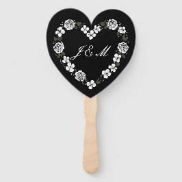 Abanico Elegant Black and White Script Wedding Fan