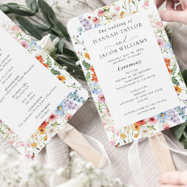 Abanico Elegant Colorful Wildflower Wedding Program