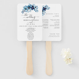 Abanico elegant dusty Blue watercolor flower bouquet