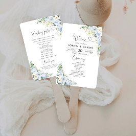 Abanico Elegant Dusty Blue Wedding Program 