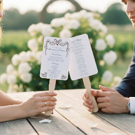 Abanico Elegant hand drawn  Wedding Ceremony Program Fans