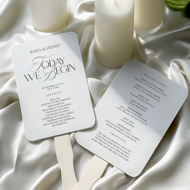 Abanico Elegant Modern Wedding Ceremony Program  (Elegant Modern Wedding Ceremony Program Hand Fan)
