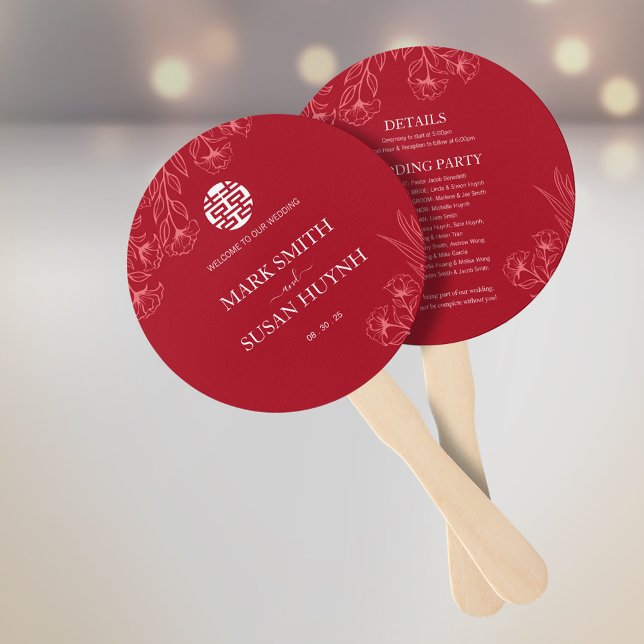 Abanico Elegant Red Wedding Program & Timeline (Subido por el creador)