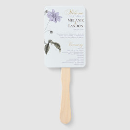 Abanico Elegant Violet & Mint Hydrangea Wedding Hand Fan