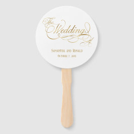 Abanico Elegant White and Faux Gold Calligraphy Wedding