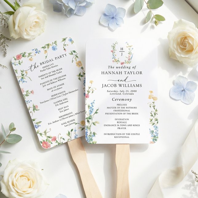 Abanico Elegant Wildflower Wedding Program (Subido por el creador)