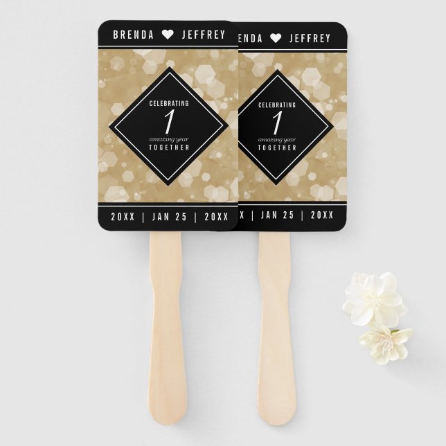 Abanico Elegante 1er aniversario de Boda de papel (Anverso y reverso)