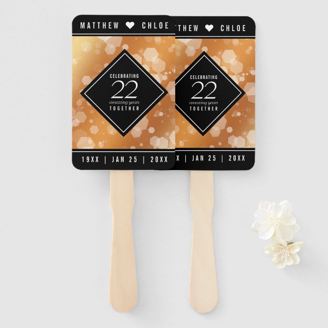 Abanico Elegante 22° Aniversario del Boda del Cobre (Anverso y reverso)