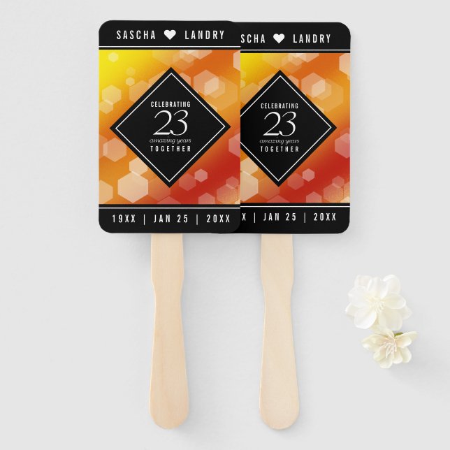 Abanico Elegante 23° Aniversario del Boda Imperial Topaz (Anverso y reverso)