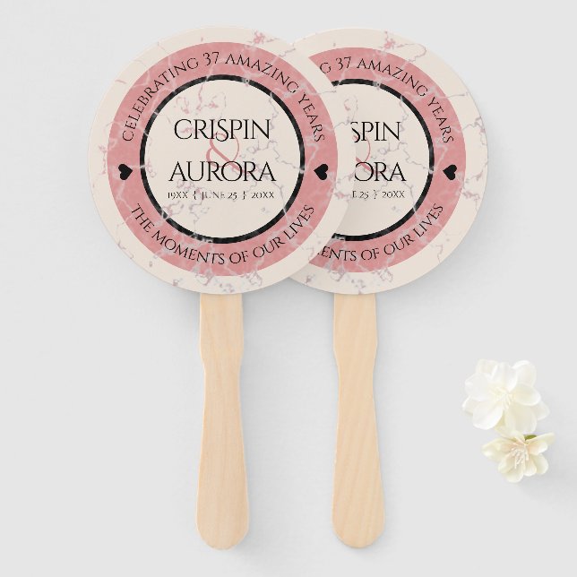 Abanico Elegante 37° Aniversario del Boda de Alabastro (Anverso y reverso)