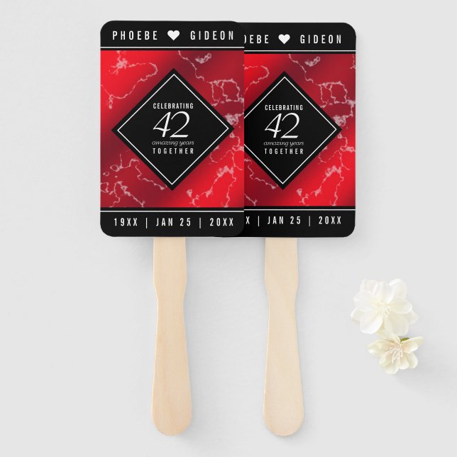 Abanico Elegante 42° Aniversario del Boda Jasper (Anverso y reverso)