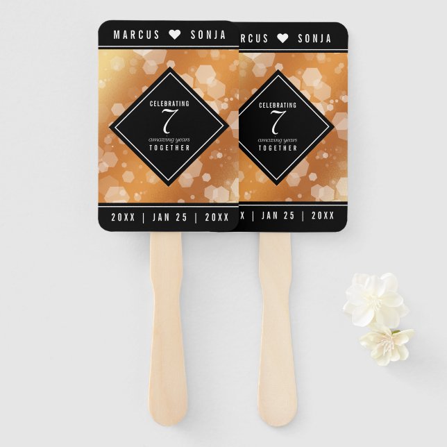 Abanico Elegante 7° Aniversario del Boda de Cobre (Anverso y reverso)
