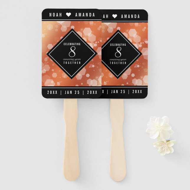 Abanico Elegante 8° Aniversario del Boda de Bronce (Anverso y reverso)