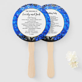 Abanico Elegante árbol de hoja de corazón azul boda de oro