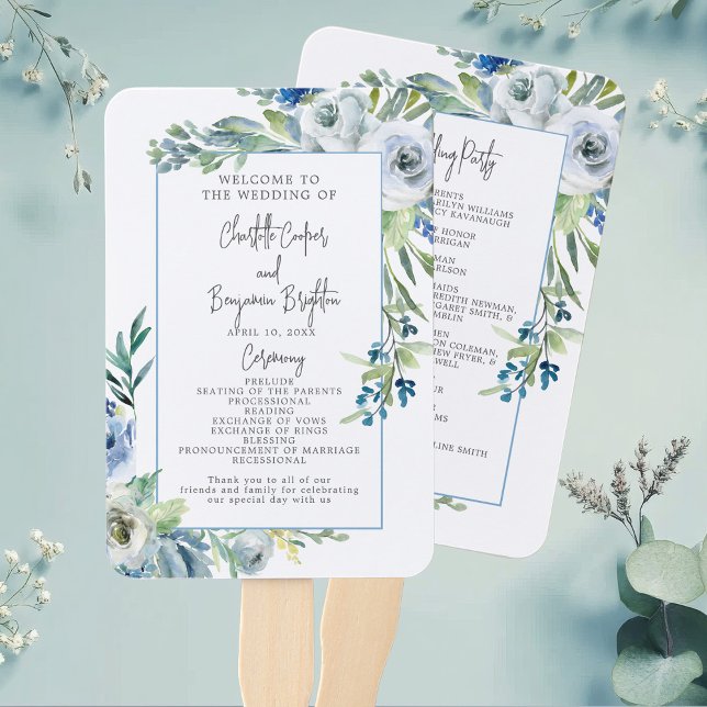 Abanico Elegante Blue Floral Spring Garden Wedding (Subido por el creador)