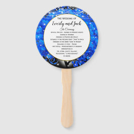 Abanico Elegante Boda de oro de hojas de corazón azul