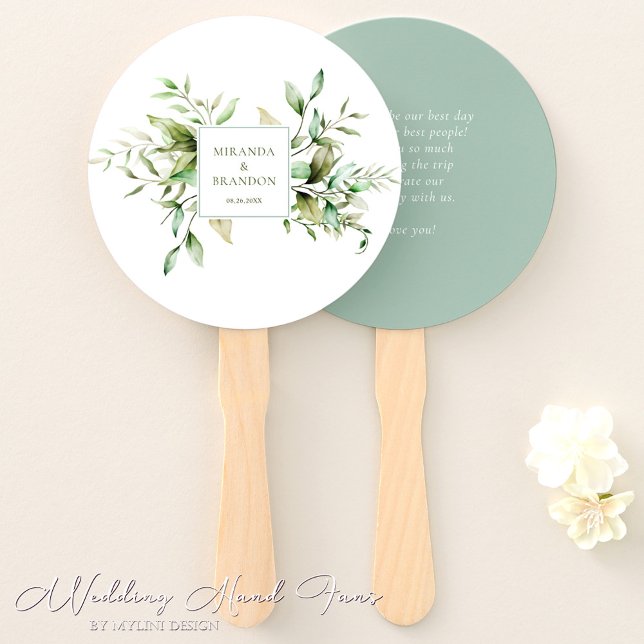 Abanico Elegante Boda del follaje de eucalipto verde sabio (Subido por el creador)