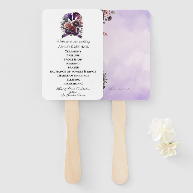 Abanico Elegante Boda ecuestre acuarela (Anverso y reverso)