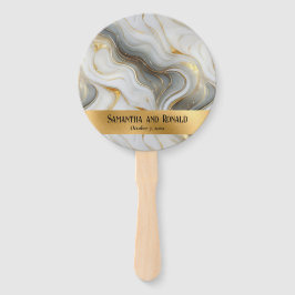 Abanico Elegante Boda Faux Gold Gray White Marled