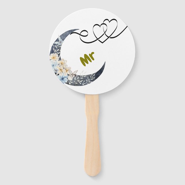 Abanico Elegante Boda floral Hand Fan - Mr & Mrs Design (Anverso)