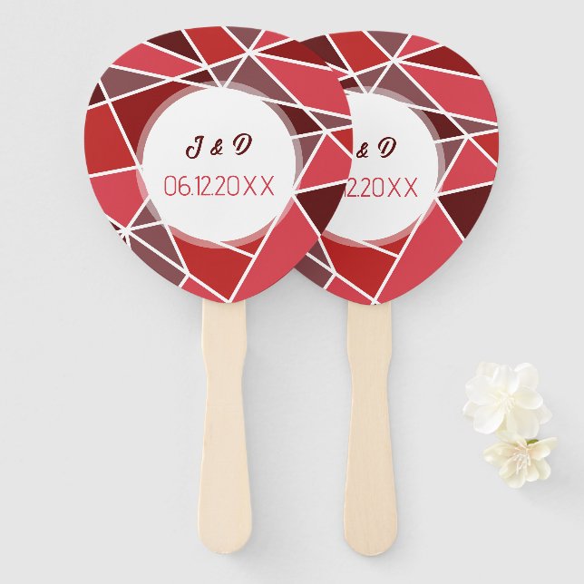 Abanico Elegante Boda Geométrica (Anverso y reverso)