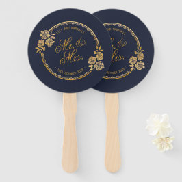 Abanico Elegante Boda personalizado de oro | Hinchas manua