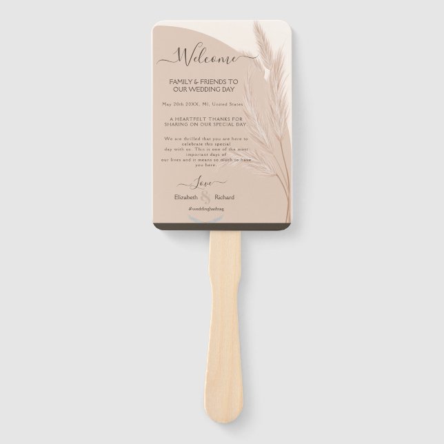 Abanico Elegante Boho Pampas Grass Boda moderno (Anverso)