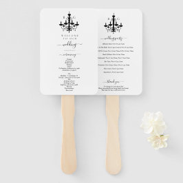 Abanico Elegante candelabro blanco negro Monograma Boda